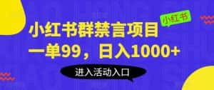 小红书群禁言项目,一单99,日入1000+【揭秘】-优优云创网
