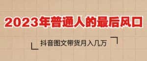 2023年普通人的最后风口,抖音图文带货月入几万,只需一部手机即可操作-优优云创网