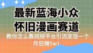 (6869期)最新蓝海小众怀旧漫画赛道 高转化一单29.9 靠视频平台引流变现一个月狂赚5w-优优云创网