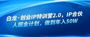 白龙·创业IP特训营2.0,IP合伙人掘金计划,做到年入50W-优优云创网