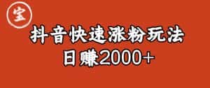 宝哥私藏·抖音快速起号涨粉玩法（4天涨粉1千）（日赚2000+）【揭秘】-优优云创网