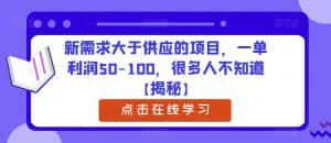 新需求大于供应的项目,一单利润50-100,很多人不知道【揭秘】-优优云创网