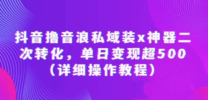 抖音撸音浪私域装x神器二次转化，单日变现超500（详细操作教程）【揭秘】