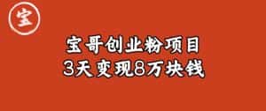 宝哥IP图文创业粉引流项目实战分享:单个账号3天涨粉1万,变现8万块钱(图文教程)【揭秘】-优优云创网