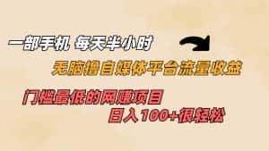 (6907期)一部手机 每天半小时 无脑撸自媒体平台流量收益 门槛最低 日入100+-优优云创网