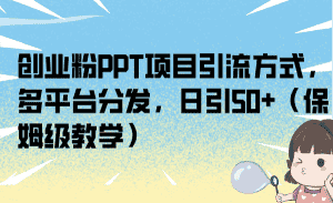 (6957期)创业粉PPT项目引流方式,多平台分发,日引50+(保姆级教学)-优优云创网