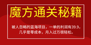 （6936期）被人忽略的蓝海项目，魔方通关秘籍一单利润有39.9，几乎是零成本，月….-优优云创网