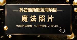 （6951期）抖音最新超蓝海项目，魔法照片，无脑矩阵操作，小白也能日入1000+-优优云创网