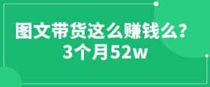 图文带货这么赚钱么? 3个月52W 图文带货运营加强课【揭秘】-优优云创网