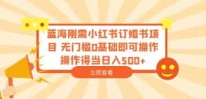 蓝海刚需小红书订婚书项目,无门槛0基础即可操作操作得当日入500+【揭秘】-优优云创网