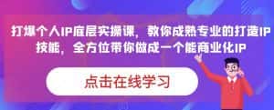 蟹老板·打爆个人IP底层实操课,教你成熟专业的打造IP技能,全方位带你做成一个能商业化IP-优优云创网