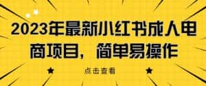 2023年最新小红书成人电商项目，简单易操作【详细教程】【揭秘】-优优云创网