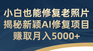 （7072期）小白也能修复老照片！揭秘新颖AI修复项目，赚取月入5000+-优优云创网