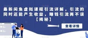 最新闲鱼虚拟课程引流详解，引流的同时还能产生收益，赚钱引流两不误【揭秘】-优优云创网