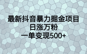 （7100期）最火热的抖音暴力掘金项目，日涨万粉，多种变现方式，一单变现可达500+-优优云创网
