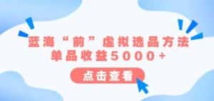 某公众号付费文章《蓝海“前”虚拟选品方法:单品收益5000+》-优优云创网