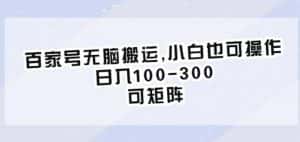 百家号无脑搬运,小白也可操作,日入100-300,可矩阵【仅揭秘】-优优云创网