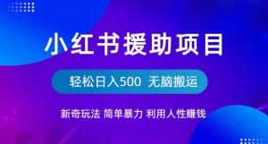 小红书援助项目新奇玩法，简单暴力，无脑搬运轻松日入500【揭秘】-优优云创网