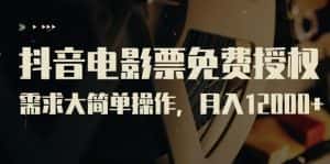 (7140期)抖音电影票免费授权,需求大简单操作,月入12000+(教程+素材打包)-优优云创网