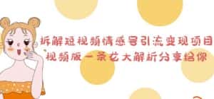 拆解短视频情感号引流变现项目，视频版一条龙大解析分享给你-优优云创网