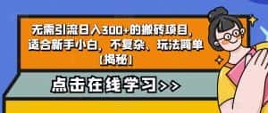 无需引流日入300+的搬砖项目，适合新手小白，不复杂、玩法简单【揭秘】-优优云创网