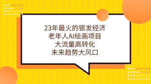 （7180期）23年最火的银发经济，老年人AI绘画项目，大流量高转化，未来趋势大风口。-优优云创网