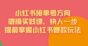 接单号方向·小红书微操实践课，快人一步，提前掌握小红书爆款玩法-优优云创网