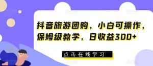 抖音旅游团购，小白可操作，保姆级教学，日收益300+【揭秘】-优优云创网