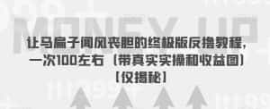 让马扁子闻风丧胆的终极版反撸教程,一次100左右(带真实实操和收益图)【仅揭秘】-优优云创网