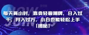 每天两小时,靠卖轻奢潮牌,日入过千,月入过万,小白也能轻松上手【揭秘】-优优云创网