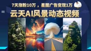 云天AI风景动图视频制作,7天涨粉10万,星图广告变现1万-优优云创网