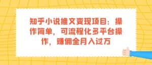 （7260期）知乎小说推文变现项目：操作简单，可流程化多平台操作，赚佣金月入过万-优优云创网