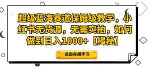 超级蓝海赛道保姆级教学,小红书无货源,无需实拍,如何做到日入1000+【揭秘】-优优云创网