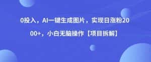 0投入,AI一键生成图片,实现日涨粉2000+,小白无脑操作【项目拆解】-优优云创网
