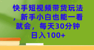 （7286期）快手短视频带货玩法，新手小白也能一看就会，每天30分钟日入100+-优优云创网