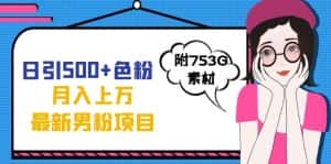 (7292期)日引500+色粉轻松月入上万九月份最新男粉项目(附753G素材)-优优云创网