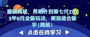 重磅揭秘,男粉计划第七代2023年8月全新玩法,更加适合新手-优优云创网