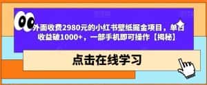 外面收费2980元的小红书壁纸掘金项目,单日收益破1000+,一部手机即可操作【揭秘】-优优云创网