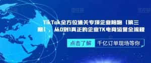 TikTok全方位通关专项企业陪跑【第三期】,从0到1真正的企业TK电商运营全流程-优优云创网