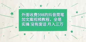 (7327期)外面收费598抖音简笔加文案教程,全是实操 没有废话 月入三万(教程+资料)-优优云创网