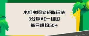 小红书图文矩阵玩法，3分钟AI一组图，每日爆粉50+【揭秘】-优优云创网
