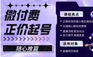 微付费正价起号(随心推篇),正确有效的随心推实操投放-优优云创网
