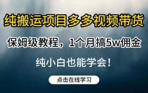 纯搬运项目多多视频带货保姆级教程,1个月搞5w佣金,纯小白也能学会【揭秘】-优优云创网