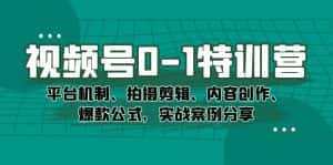 (7373期)视频号0-1特训营:平台机制、拍摄剪辑、内容创作、爆款公式,实战案例分享-优优云创网