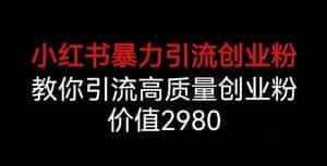 小红书暴力引流创业粉,教你引流高质量创业粉,价值2980【揭秘】-优优云创网