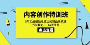 （7392期）内容创作·特训班：5年实战经验总结出的精品系统课 方法技巧·一站式提升-优优云创网