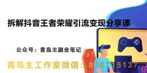 副业拆解：抖音王者荣耀游戏变现副业项目，视频版一条龙实操玩法分享给你-优优云创网