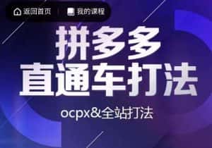 互力·拼多多直通车打法，ocpx&全站打法-优优云创网