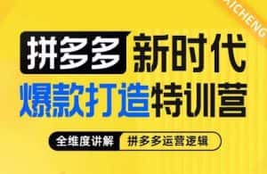 玺承·拼多多新时代爆款打造特训营,全维度讲解拼多多运营逻辑-优优云创网
