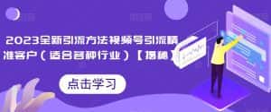2023全新引流方法,视频号引流精准客户(适合各种行业)【揭秘】-优优云创网